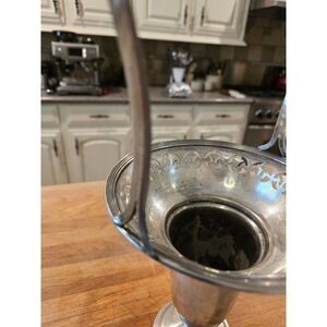 Tall Electroplate Nickel Silver RM Bride Basket w Handle Vintage Some Patina